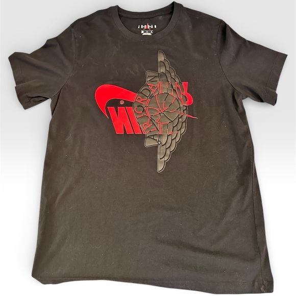 Jordan Other - Jordan Black Tee with Red Winged Logo Nike Air upside down!🙃